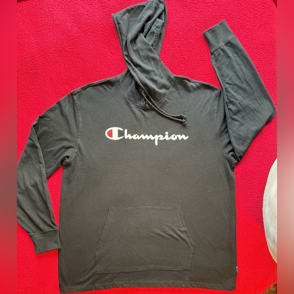 🏆 Champion Authentic Lightweight Hoodie – Black – Men’s 2XL EUC - Picture 6 of 13